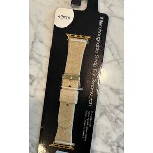 I.N.C.  Metallic Gold Glitter Silicone 42mm Apple Watch Band Strap Wristband